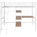 vidaXL Vysoká posteľ s písacím stolom, biela a hnedá, kov 90x200 cm