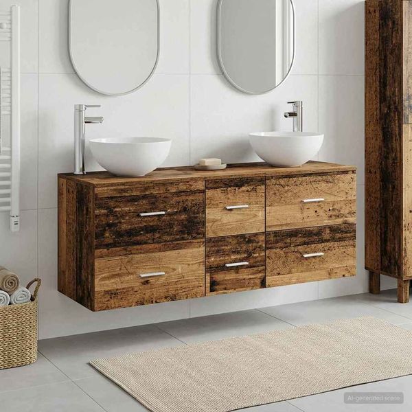 vidaXL Set kabinetov do kúpeľne 3 ks Staré drevo 49,5 x 35 x 63 cm