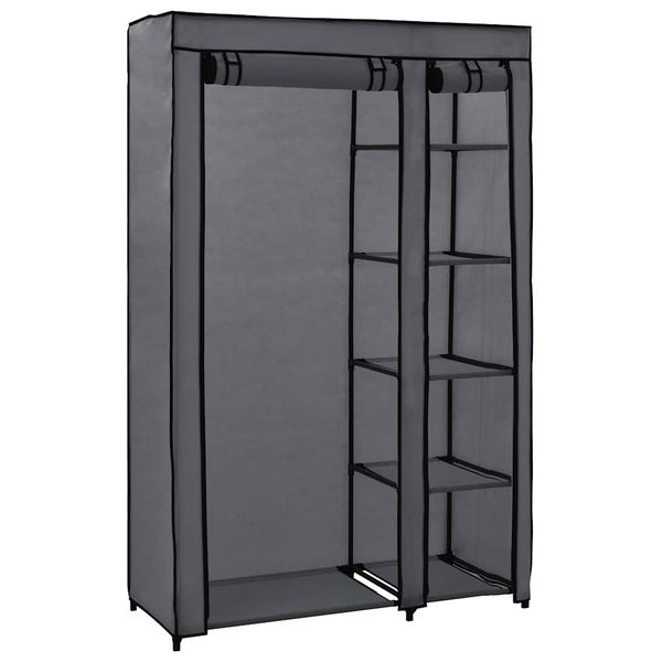 vidaXL Skladací šatník sivý 110x45x175 cm látkový