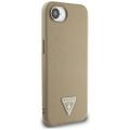 Guess HC MagSafe Grained PU Triangle Logo case for iPhone 16e Brown