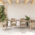 vidaXL Záhradný stôl so sklenenou doskou béžový 190x90x75 cm polyratan