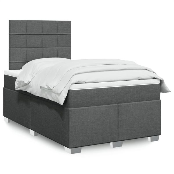 vidaXL Boxspring posteľ s matracom, tmavosivá 120x190 cm, látka