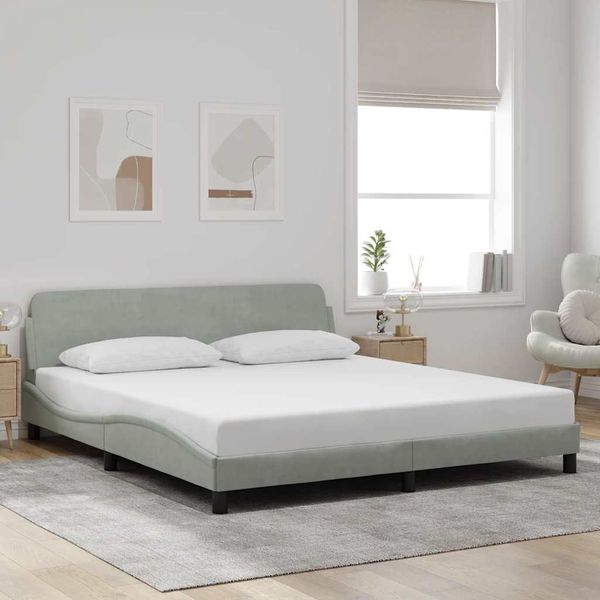 vidaXL Rám postele Dover svetlosivý 180x200 cm zamatový