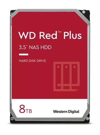 WD Red Plus/8TB/HDD/3.5"/SATA/5640 RPM/Červená/3R Pevný disk, interný, 8TB, SATA III, 3,5'', 5640rpm, 256MB