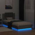 vidaXL Posteľný rám s čelom a LED svetlami sivý sonoma 100x200 cm