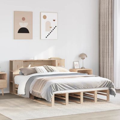 vidaXL Posteľ s knižnicou bez matraca 140x190 cm masívne drevo