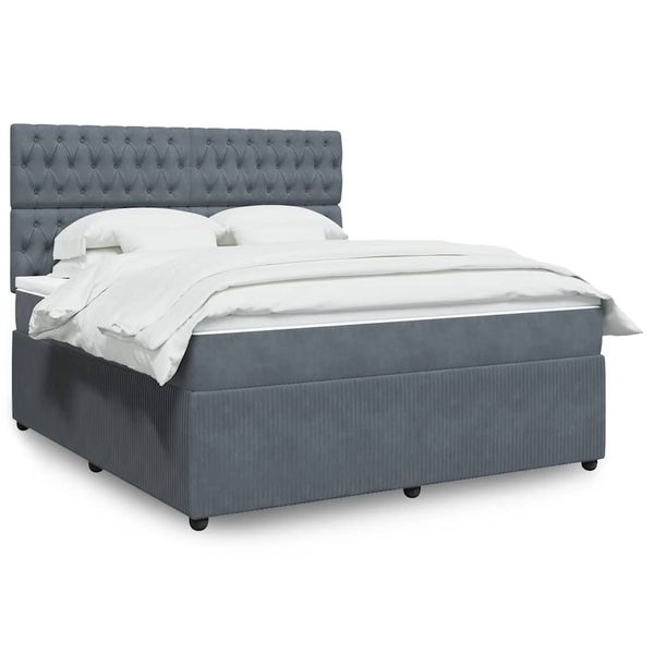 vidaXL Posteľný rám boxspring s matracom tmavosivý 180x200 cm zamat