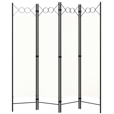 vidaXL Paraván so 4 panelmi, biely 160x180 cm