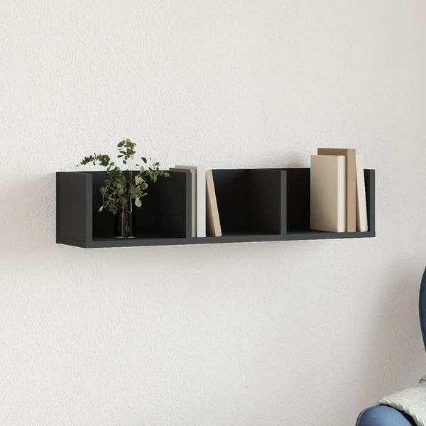 vidaXL Nástenná skrinka čierna 75x18x16,5 cm kompozitné drevo