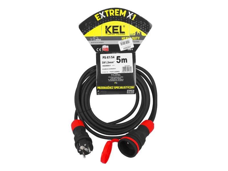 Predlžovací kábel KEL, 3x 1,5m, 5m IP54 hermetický uzatvárateľný
