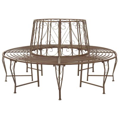 vidaXL Stromová lavička 8-Počet miest Ø 160 x 89 cm Oceľ Antik hnedá