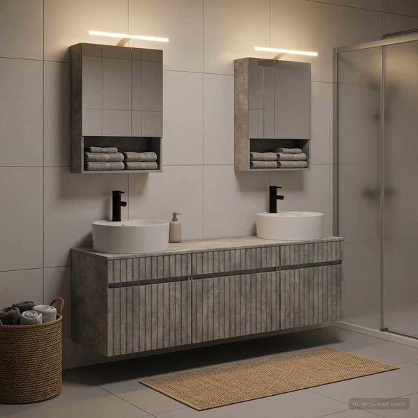 vidaXL Set kabinetov do kúpeľne 5 pcs Betónovo sivá 50 x 14,5 x 70 cm