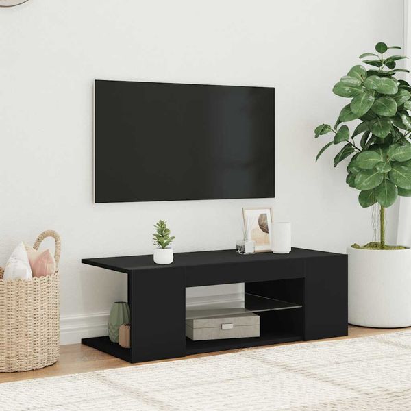 vidaXL TV skrinka s LED svetlami čierna 90x39x30 cm