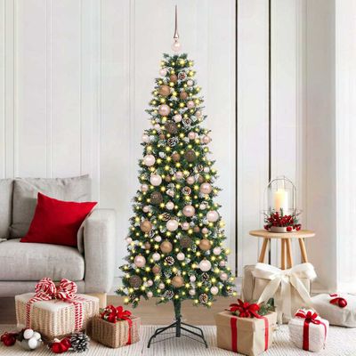 vidaXL Umelý vianočný stromček Zelená 180 cm PVC, plast a oceľ