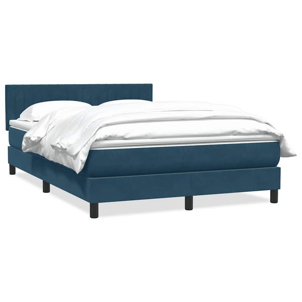 vidaXL Box Spring Posteľ s matracom Tmavomodrá 140x220 cm Zamat