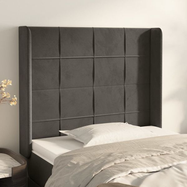vidaXL Čelo postele so záhybmi tmavosivé 103x16x118/128 cm zamat
