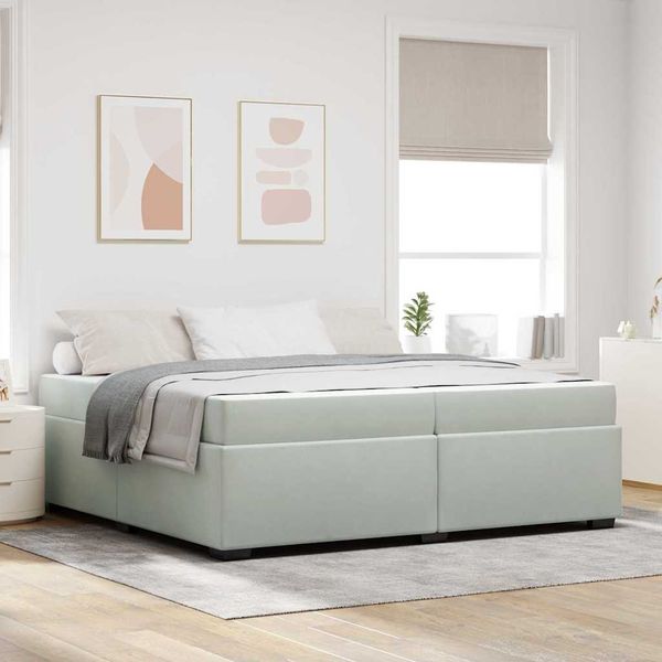 vidaXL Rám postele s matracmi Svetlosivá 200 x 200 cm látka