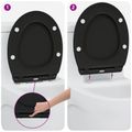 vidaXL WC sedadlo Čierna 45,5 x 37,5 x 3,8 cm Duroplast