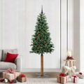 vidaXL Úzky vianočný stromček Zelená 210 cm