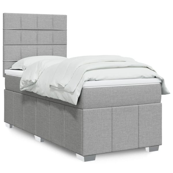 vidaXL Posteľný rám boxsping s matracom bledosivý 80x200 cm látka