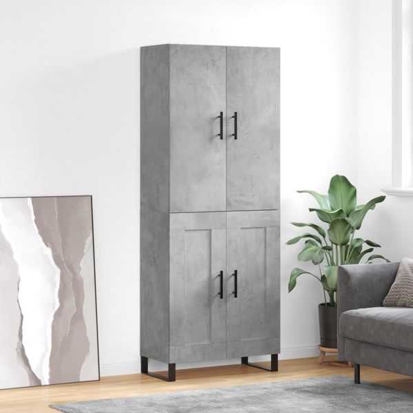 vidaXL Vysoká skrinka betónová sivá 69,5x34x180 cm spracované drevo