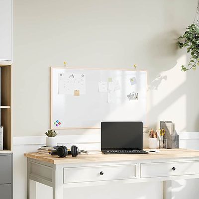 vidaXL Magnetická biela tabuľa s rámom z masívneho borovicového dreva 100 x 55 cm