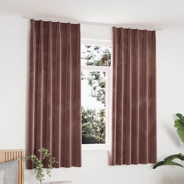 vidaXL Zatemňovacie závesy 2ks s háčikmi, zamat, staroružové 140x175cm