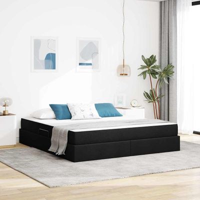 vidaXL Postel s úložným prostorem a matrací Čierna 180 x 200 cm