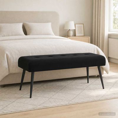 vidaXL Lavica s gombíkovým prešívaním Čierna 110 x 40 x 46 cm Zamat