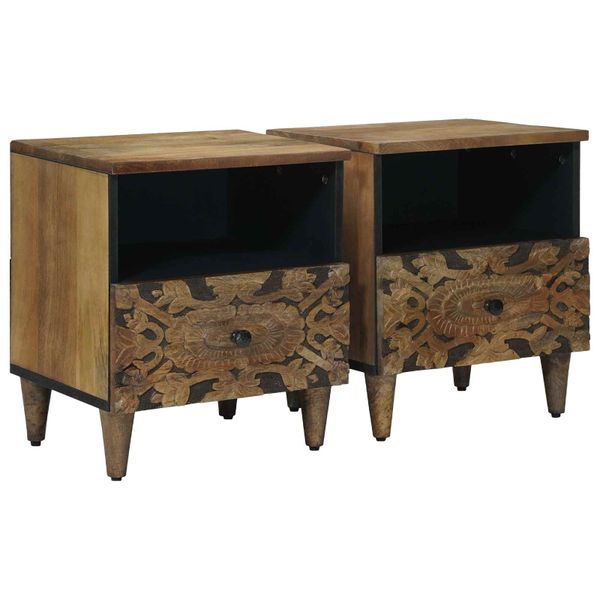 vidaXL Skriňa na posteľ so zásuvkou 2 pcs Hnedá 40 x 33 x 46 cm