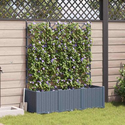vidaXL Záhradný kvetináč 3 pcs Svetlo šedá 120 x 40 x 143 cm Plast