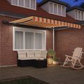 vidaXL Sklopná markíza Žltá a oranžová 350 x 250 cm Tkanina a hliník