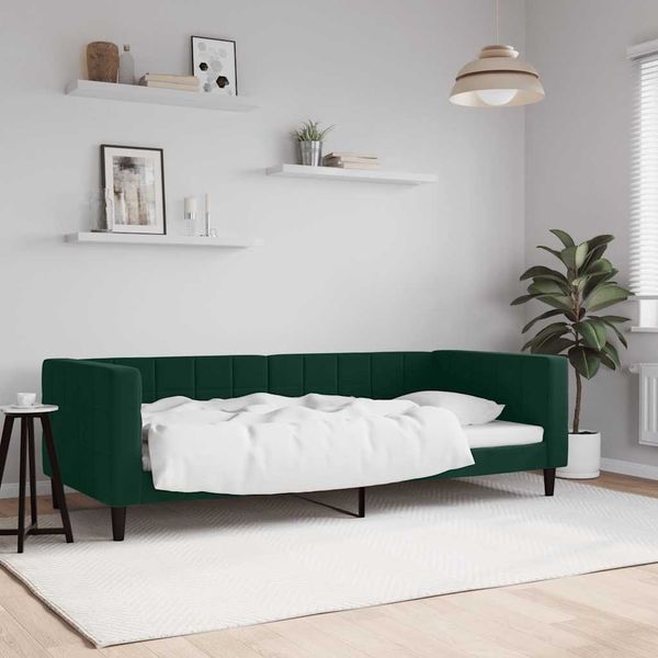 vidaXL Denná posteľ tmavozelená 90x200 cm zamat