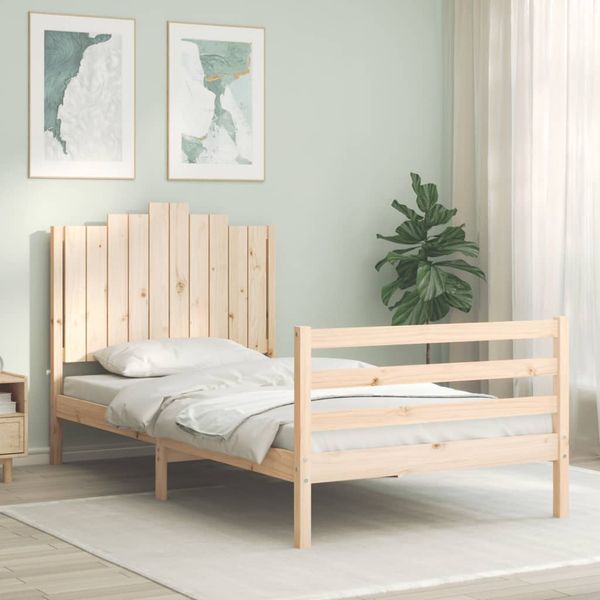 vidaXL Rám postele s čelom 100x200 cm masívne drevo