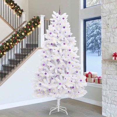 vidaXL Umelý Sklápací Vianočný Stromček Biela 300 cm PVC a oceľ