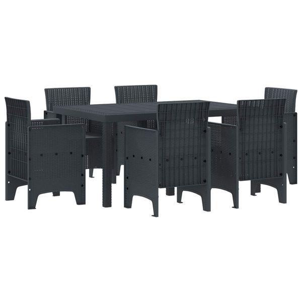 vidaXL Záhradný jedálenský set 7 pcs Antracit Polt ratan