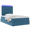 vidaXL LED úložná posteľ s matracom Modrá 120 x 190 cm Zamat