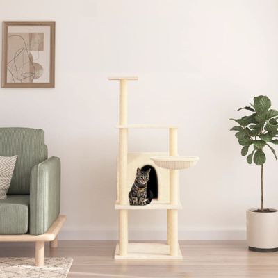 vidaXL Škrabadlo pre mačky so sisalovými stĺpikmi krémové 132 cm