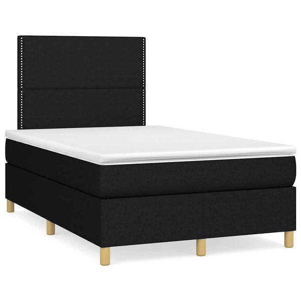 vidaXL Boxspring posteľ s matracom a LED, čierna 120x190 cm, látka