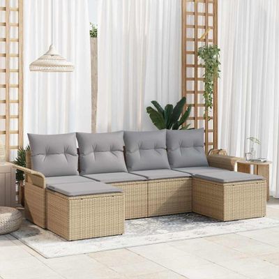 vidaXL Súprava záhradných pohoviek s úložiskom 6 pcs Béžová polyratan