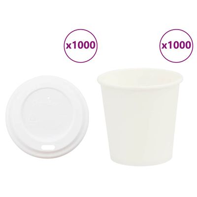 vidaXL papierové šálky na kávu s viečkom 1000 ks 4oz 100ml