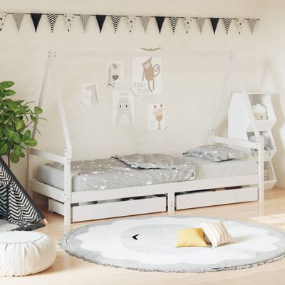 vidaXL Rám detskej postele zásuvky biely 90x190 cm masívna borovica