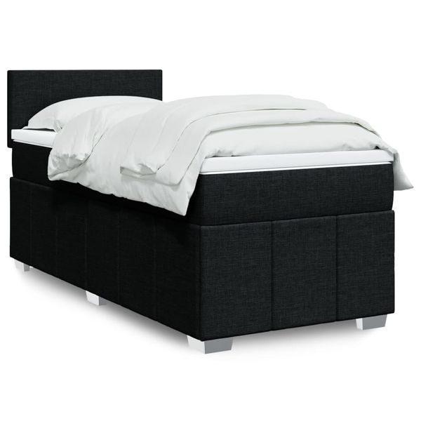 vidaXL Posteľný rám boxspring s matracom čierny 90x200 cm látka