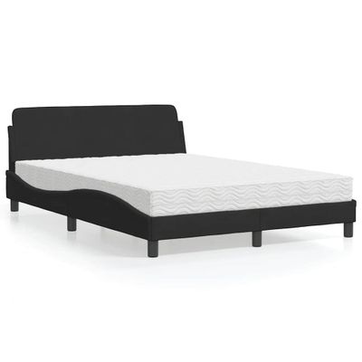 vidaXL Posteľ s matracom Dover čierny 140x190 cm zamat