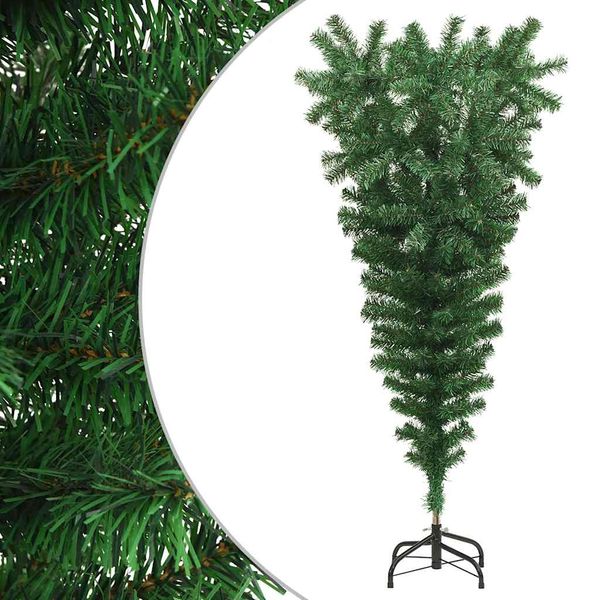 vidaXL Prevrátený umelý vianočný stromček so stojanom, zelený 120 cm