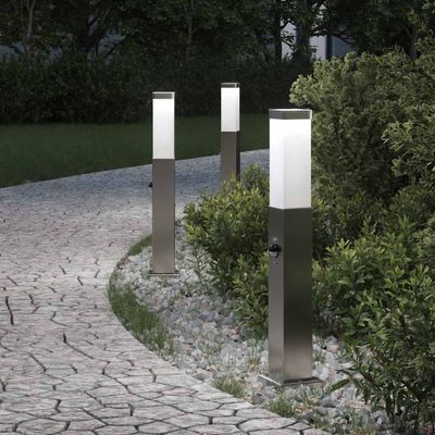 vidaXL Stĺpikové svetlá so senzorom 3 ks 50 cm nehrdzavejúca oceľ IP44