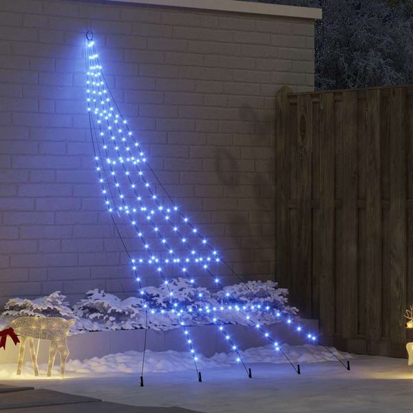 vidaXL LED Vianočný stromček so zemnými kolíkmi Modrá 306 cm Kov