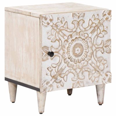 vidaXL Nočný stolík Biela 40 x 33,5 x 46 cm Masívne mango drevo