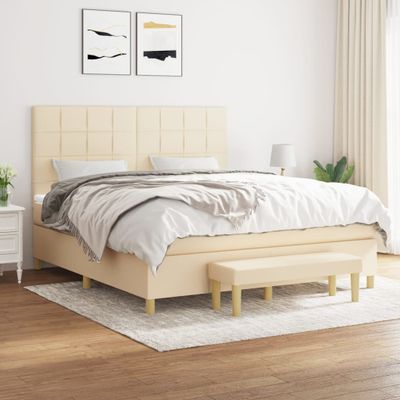 vidaXL Posteľný rám boxspring s matracom krémový 180x200 cm látka