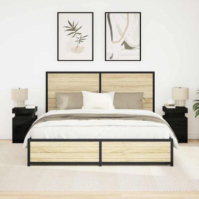 vidaXL Nočný stolík 2 pcs Čierny dub 35 x 39 x 55 cm Kompozitné drevo